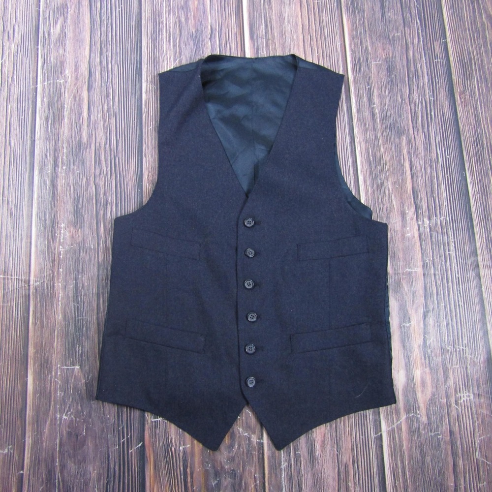 Suit‎ Vest Mens 38 Black Solid 3 Piece Formal Waistcoat Business Wedding